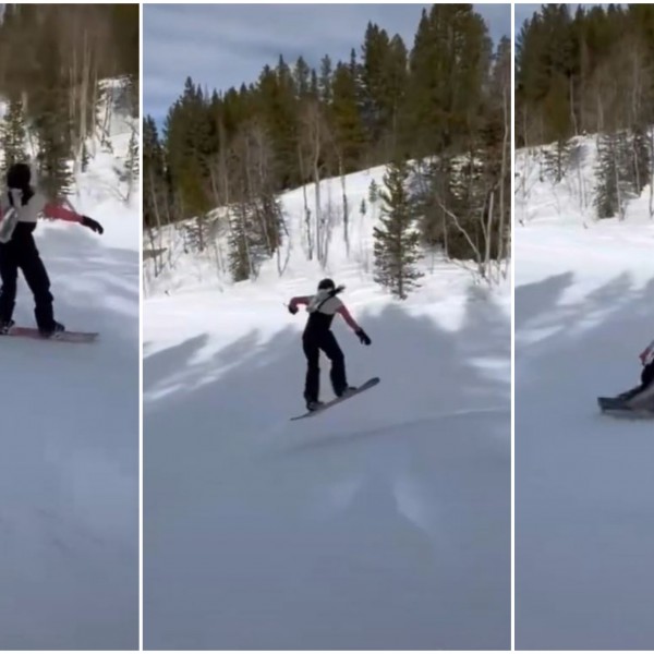 Вистинска спортистка: Погледнете како Кендал Џенер паѓа во снег од сноуборд