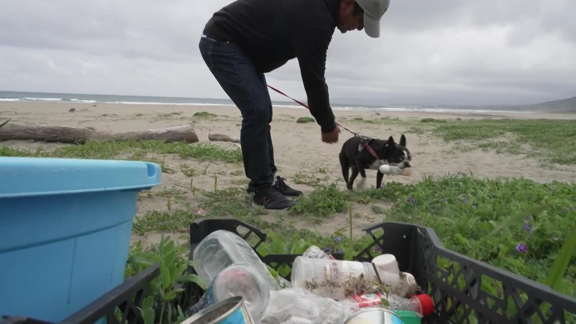 Куче еколог со сопственикот собра над 3.500 пластични шишиња од плажа: Го исчистија брегот како од шала