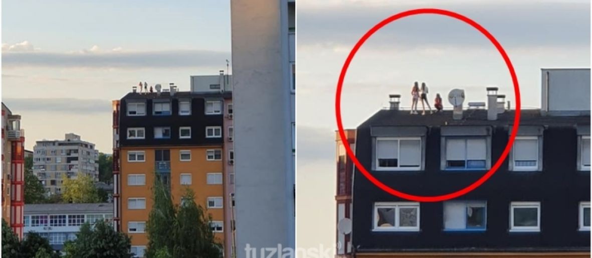 За предизвик на ТикТок или за фотографија: Девојки во Тузла се качиле на покрив од зграда