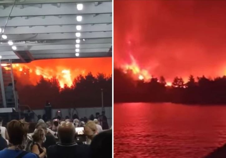 ОВА Е АПОКАЛИПСКА: Објавено е морничаво видео од Евија - луѓето гледаат како пламенот голта сѐ пред себе