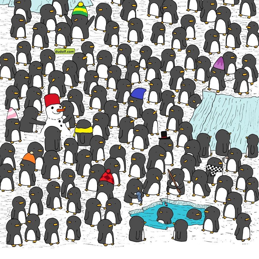 Пронајдете го пингвинот кој држи шолја: Само упорните може да го забележат за помалку од 25 секудни