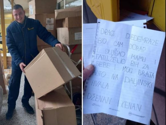 Емотивна приказна, која ја враќа довербата во луѓето: Поштар нашол изгубено писмо до Дедо Мраз, па на децата им ја исполни желбата