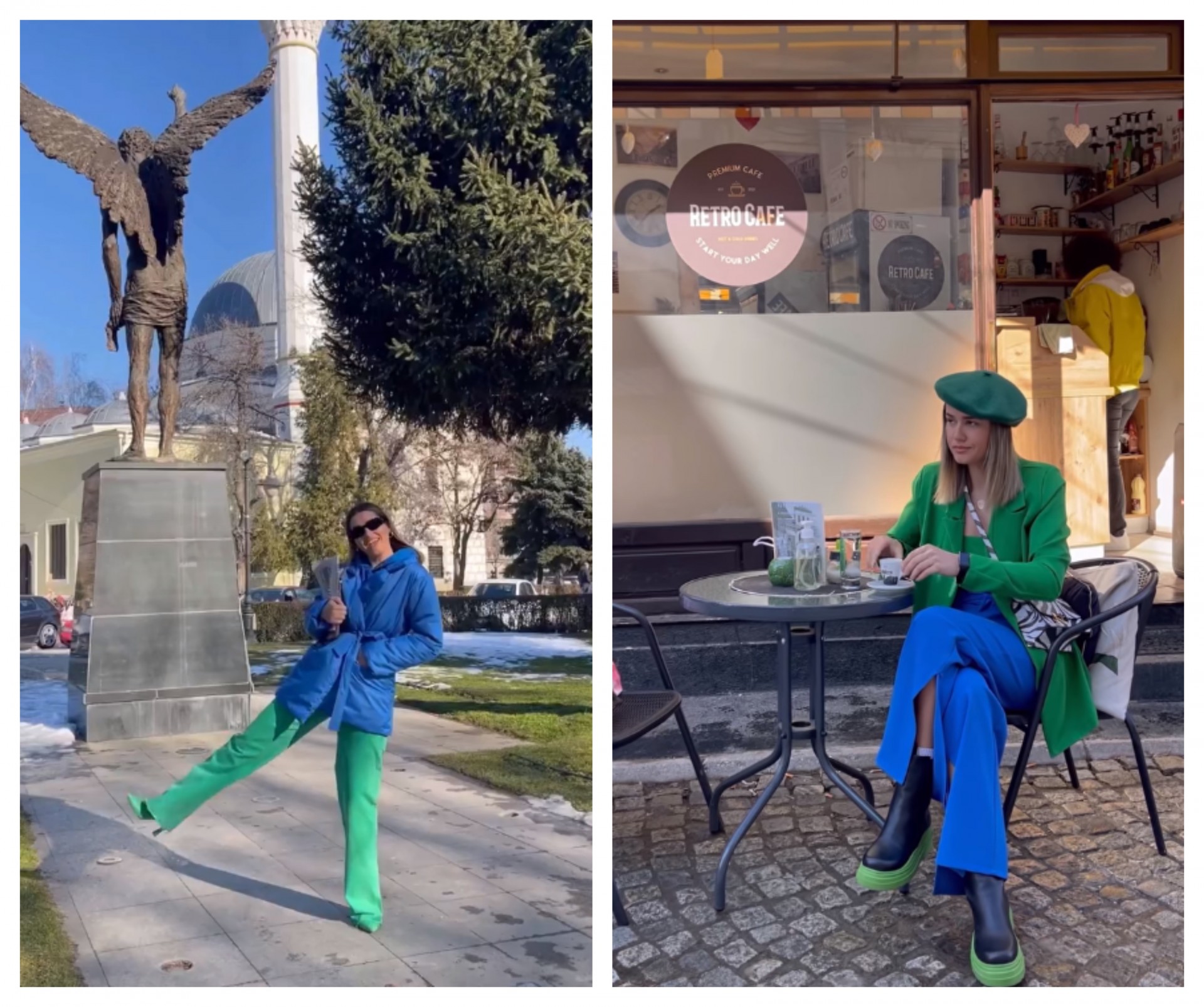 Моден хит: Комбинираме зелена и сина боја по примерот на Александра Шијакоска (ФОТО)