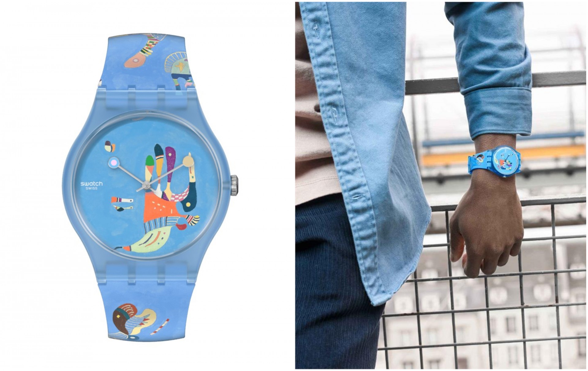 Часовник на неделата: Blue Sky од Vassily Kandinsky на Swatch за сите со чувство за имагинација