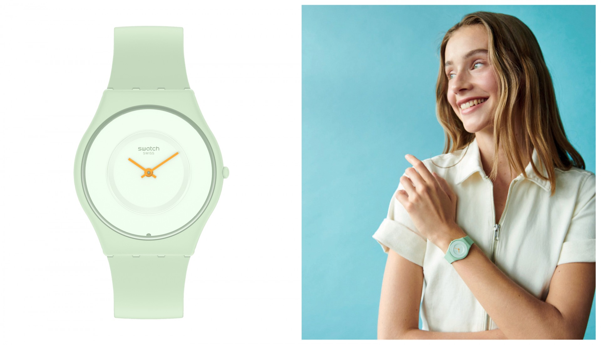 Часовник на неделата: CARICIA VERDE на Swatch за љубителите на пастелни бои