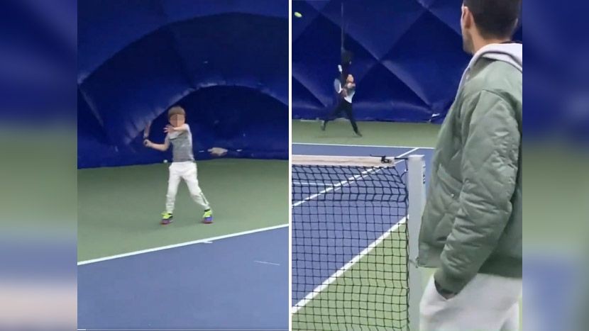 Најслаткото нешто што ќе го видите денес: Малиот Стефан игра тенис со другар, Новак го следи секој чекор на синот
