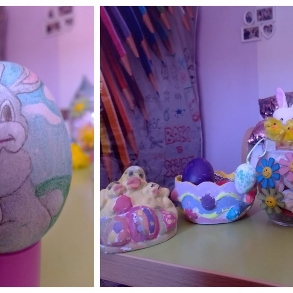 Петтоодделенката Барбара од Прилеп во домашната изолација изработува преубави Велигденски декорации