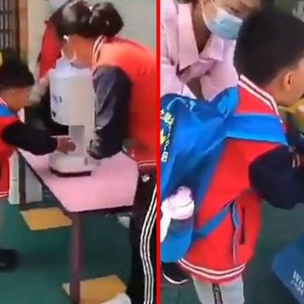 Дисциплината на децата во Кина шокираше многумина: Дали ова е претерана дезинфекција при влез во училиште?
