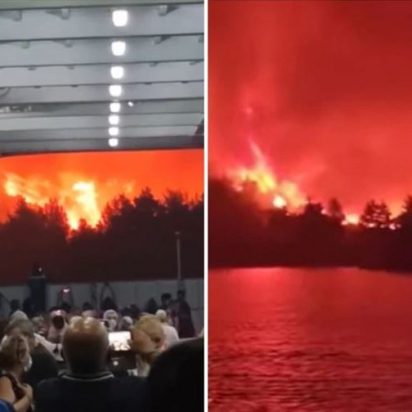 ОВА Е АПОКАЛИПСКА: Објавено е морничаво видео од Евија - луѓето гледаат како пламенот голта сѐ пред себе