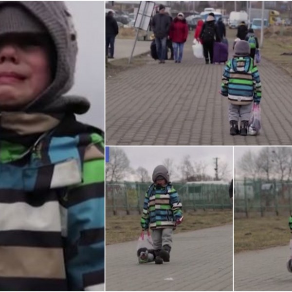 Жално и тажно: Мало украинско детенце сосема само плачејќи ја поминува границата со Полска