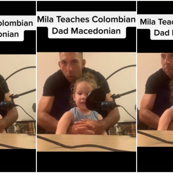 Тригодишната Мила му држи лекции по македонски јазик на татко ѝ, Колумбиец: Девојчето ги освои корисниците на ТикТок (ВИДЕО)