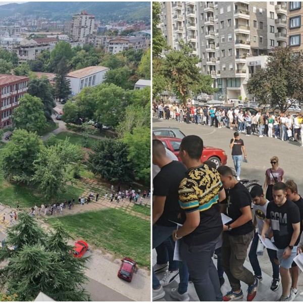 Навалница од матуранти за упис на ФИНКИ: Идните студенти со часови чекаат да ги поднесат документите (ФОТО)