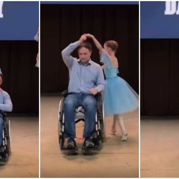 Различните способности не ја попречуваат љубовта: Татко во инвалидска количка гордо танцува со ќерката балерина