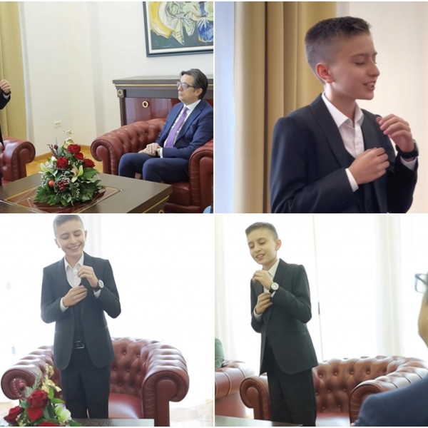 „Зајди зајди“ одекна во претседателската палата: Талентираниот Ајдин Османовиќ го остави без зборови Пендаровски (ВИДЕО)
